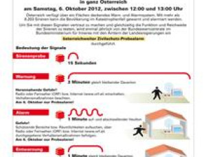 6. Oktober 2012 – Zivilschutz-Probealarm in ganz Österreich
