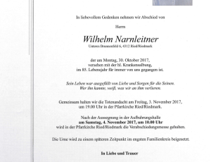 Todesfall E-BI Narnleitner Wilhelm